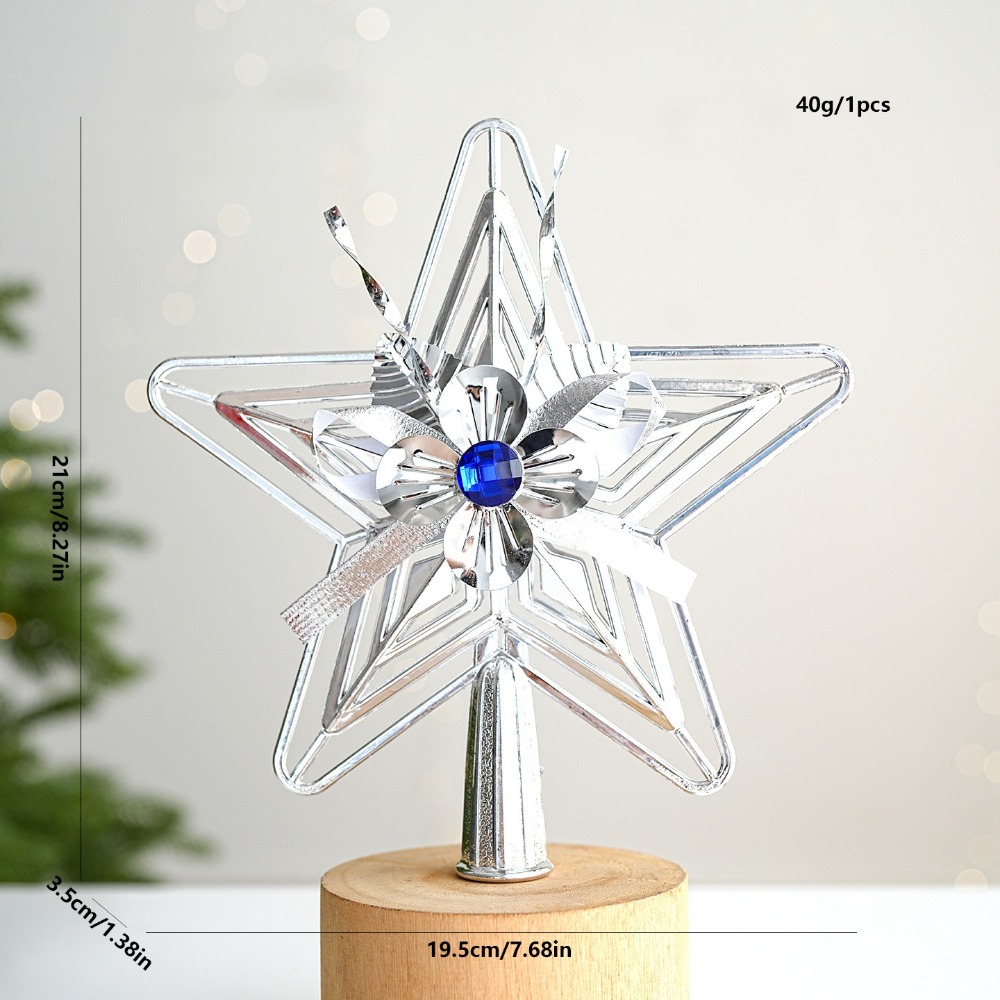 Star Tree Topper - ดาวประดับต้นคริสต์มาสแบบพลาสติก ดีไซน์ 3 มิติ พื้นผิวเงางาม ดาวประดับต้นไม้เคลือบเงา