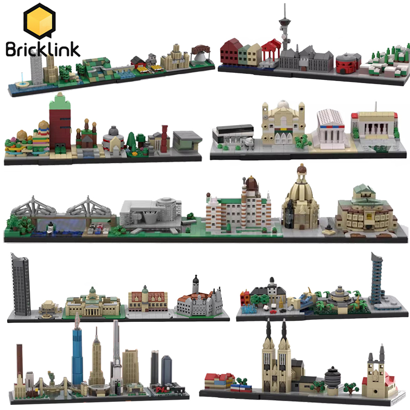 Lego Set Creator - Bricklink ชุดสถาปัตยกรรมเส้นขอบฟ้าของเมืองมัลดีฟส์ Leipzig athens แคมบริดจ์นิวยอร์กดาร์มสตัดท์บล็อกตัวต่อของเล่นเด็กของขวัญ