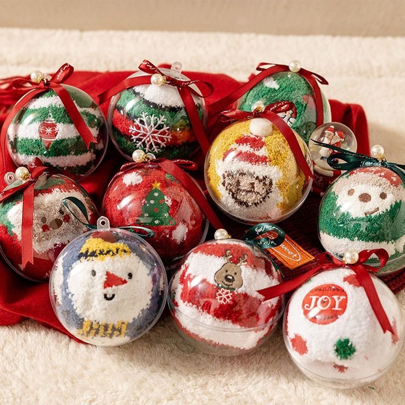 Christmas Stocking Hanging - ถุงเท้าคริสต์มาส ดีไซน์สร้างสรรค์ ฤดูใบไม้ร่วง ให้ความอบอุ่น ถุงเท้าผ้าคอรัลฟลีซ ของตกแต่งแขวนต้นคริสต์มาสแบบโปร่งใส