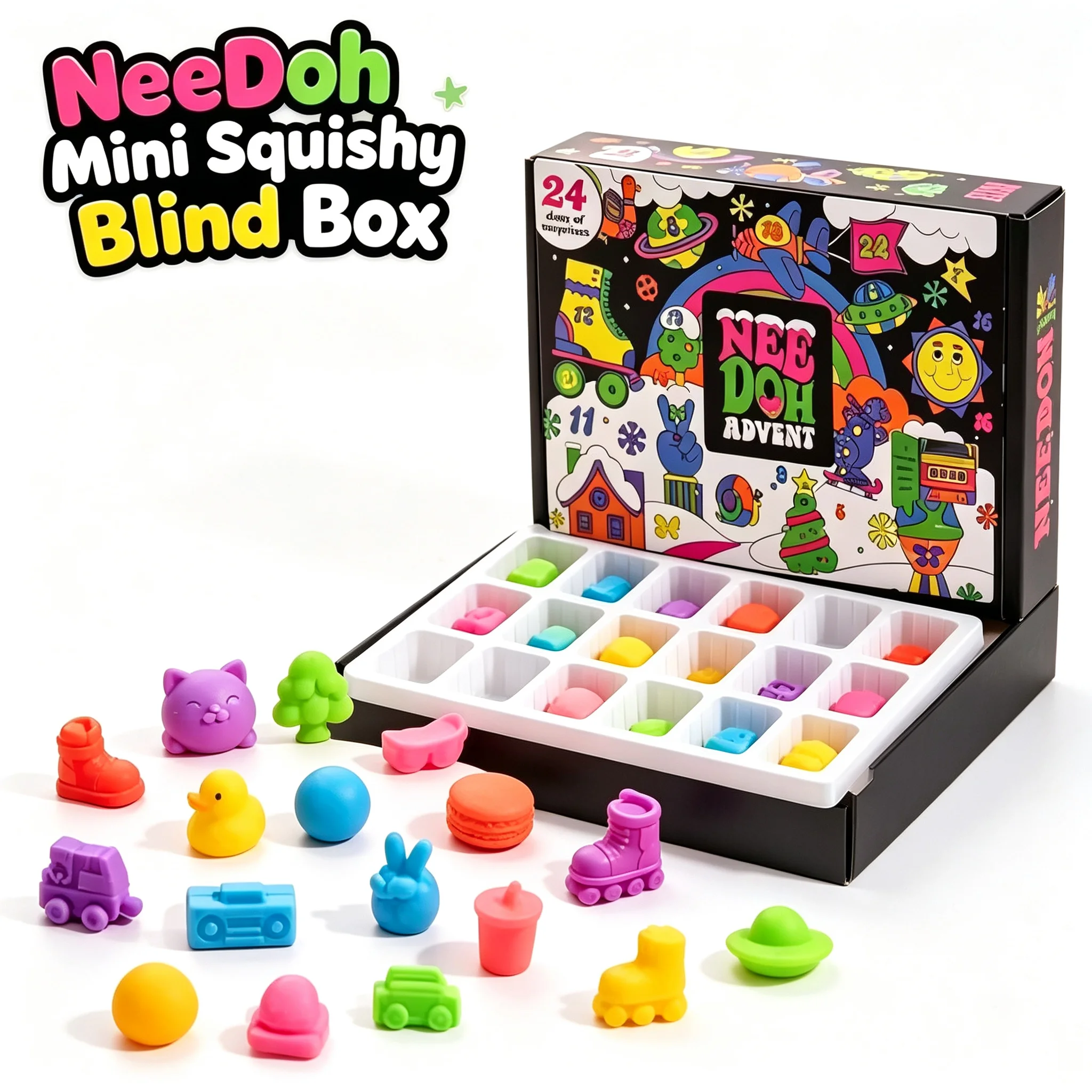 Advent Calendar Gift - ปฏิทินนับถอยหลังคริสต์มาส 2026 Nee Doh กล่องเซอร์ไพรส์ตุ๊กตาฟิดเจ็ต 3D